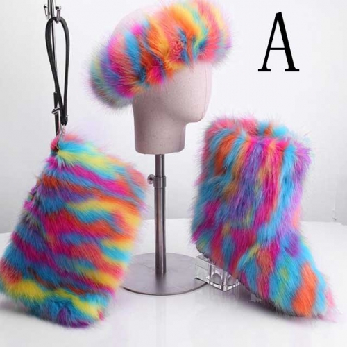 Colorful Fur Boots Set